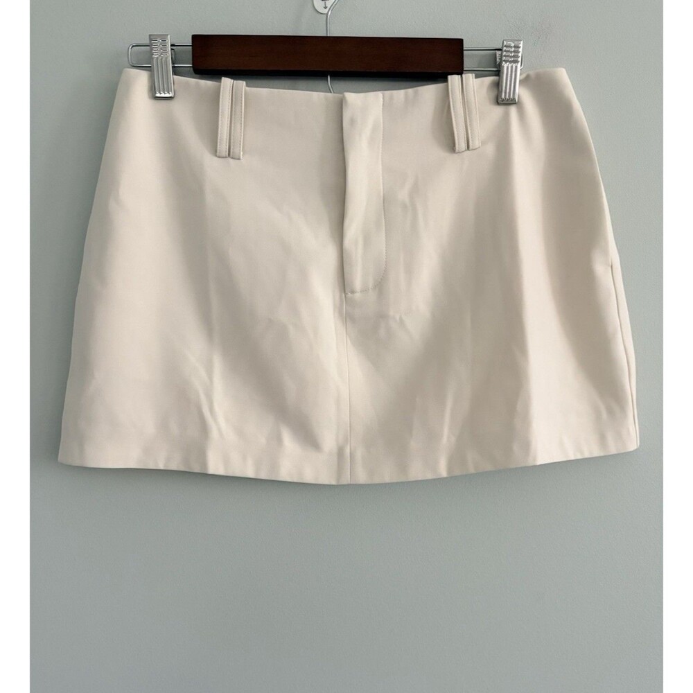 Womens Mini Skirt Lettie Ivory Womens Size 8 Zipper Faux Pockets New